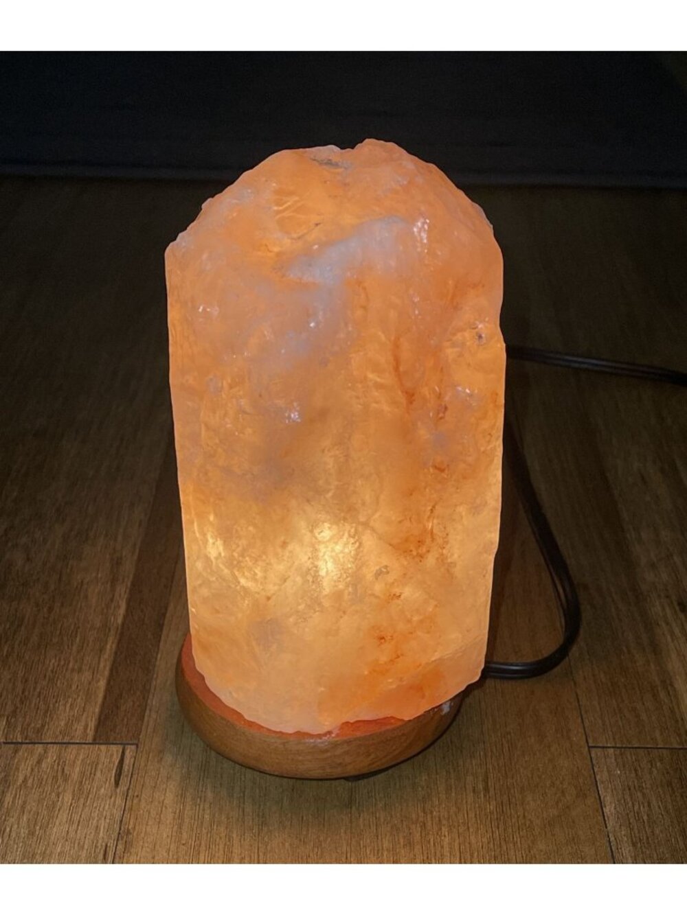 Himalayan Salt Lamp 7" Dimmer Switch Natural Crystal Rock Light Wood Base